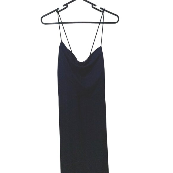 Halara Ribbed Cowl Neck Backless Crisscross Lace Up Split Midi Party Dress Sz Me - Picture 7 of 12